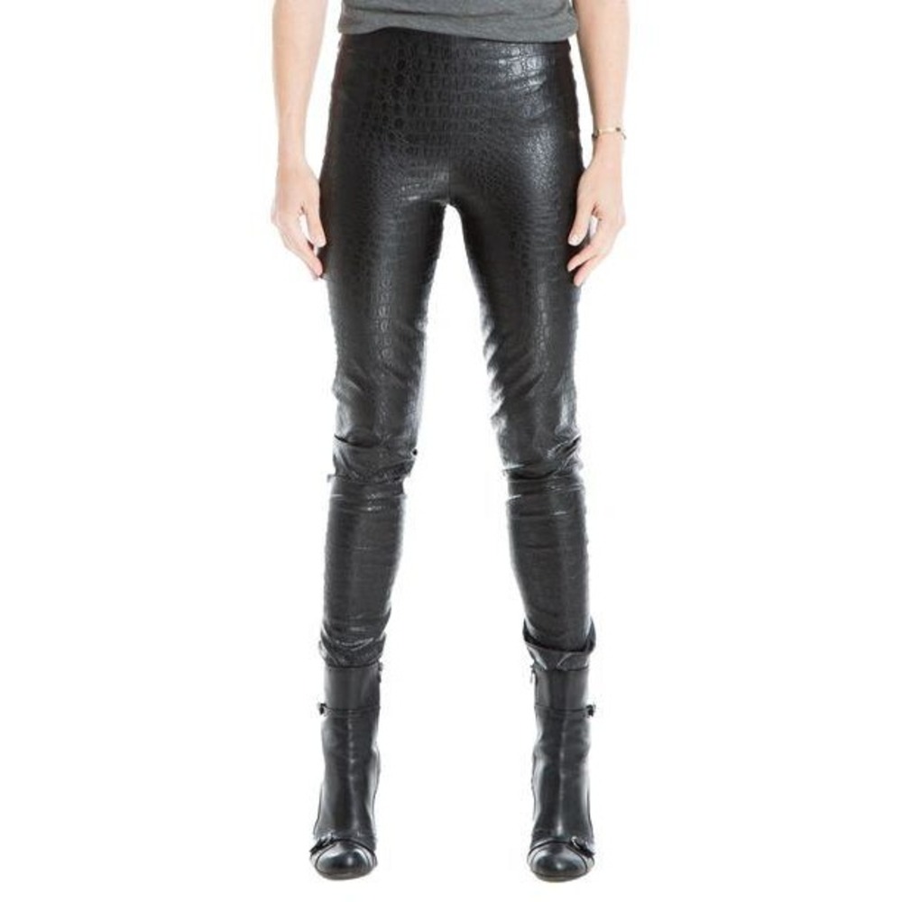 MAX STUDIO Black Faux Crocodile Embossed Sexy Leggings Pants Size S MSRP $98 NEW